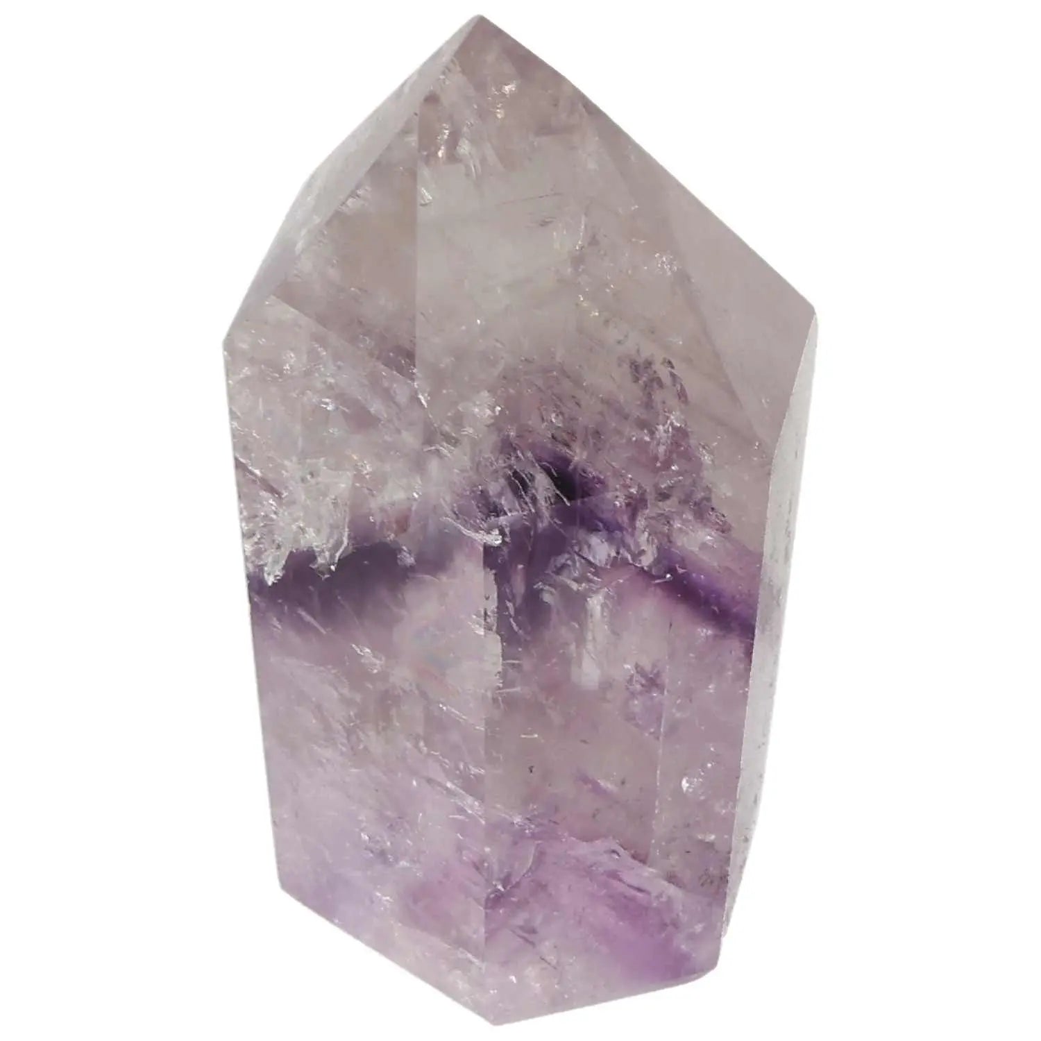 Polished Amethyst Obelisk by Sylvia Crystals, showcasing its premium quality and energy-enhancing properties for stress relief.