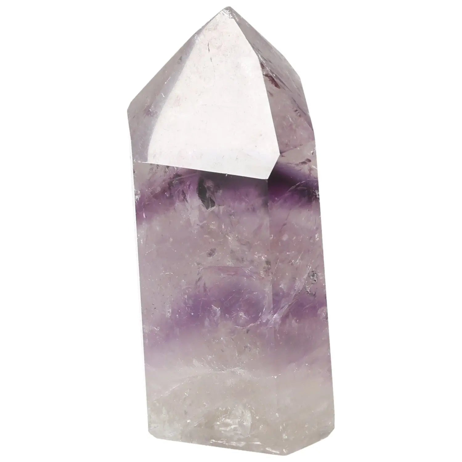 Polished amethyst obelisk featuring vibrant purple hues, perfect for stress reduction and enhancing concentration by Sylvia Crystals.
