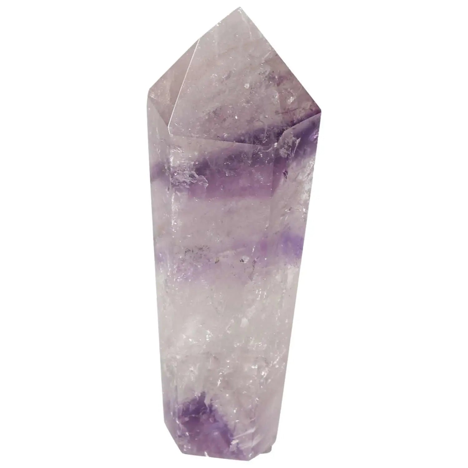 Polished Amethyst Obelisk by Sylvia Crystals, offering luxury, stress reduction, energy boost, and enhanced concentration benefits.