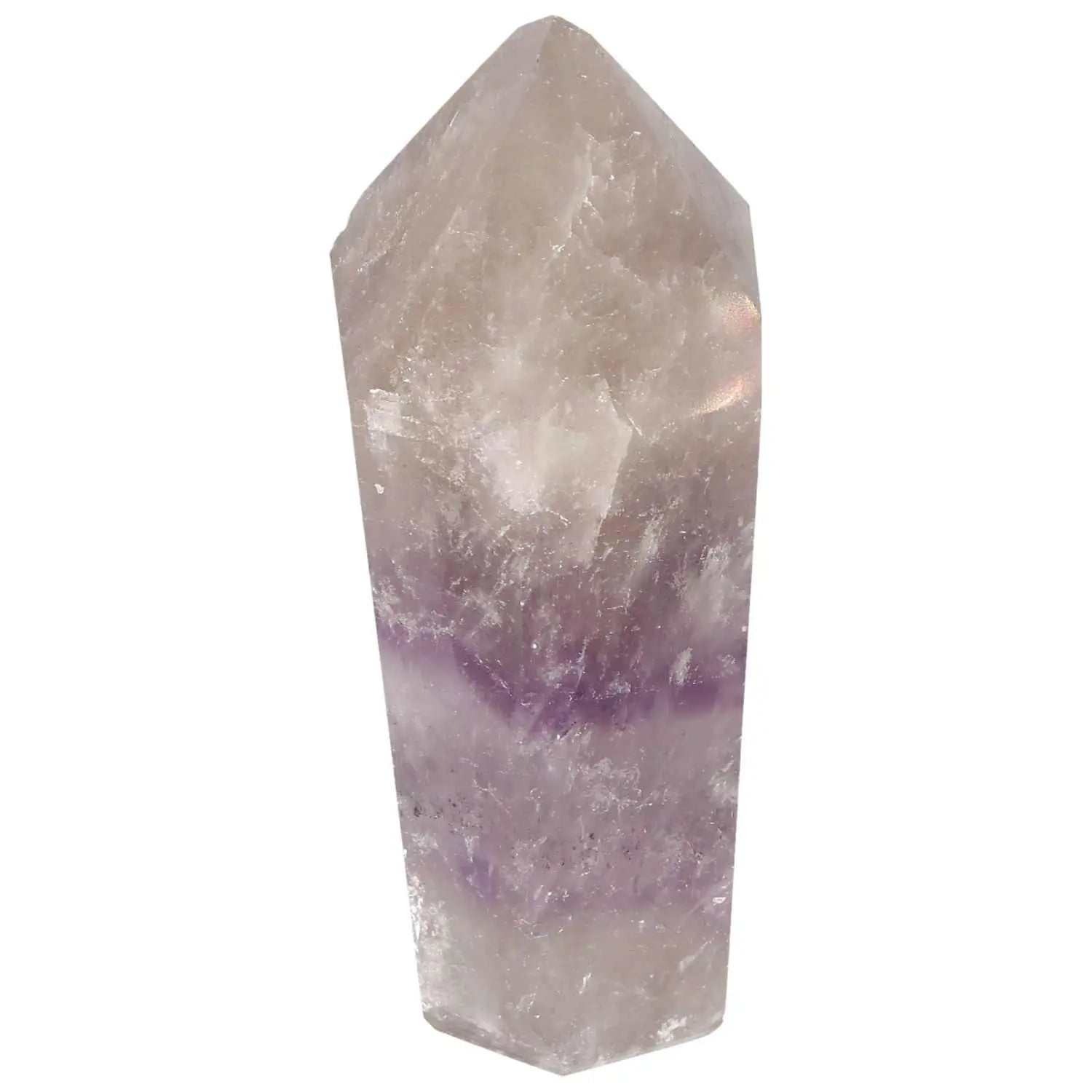 Polished Amethyst Obelisk from Sylvia Crystals, showcasing natural elegance and stress-reducing energy for spiritual enhancement.