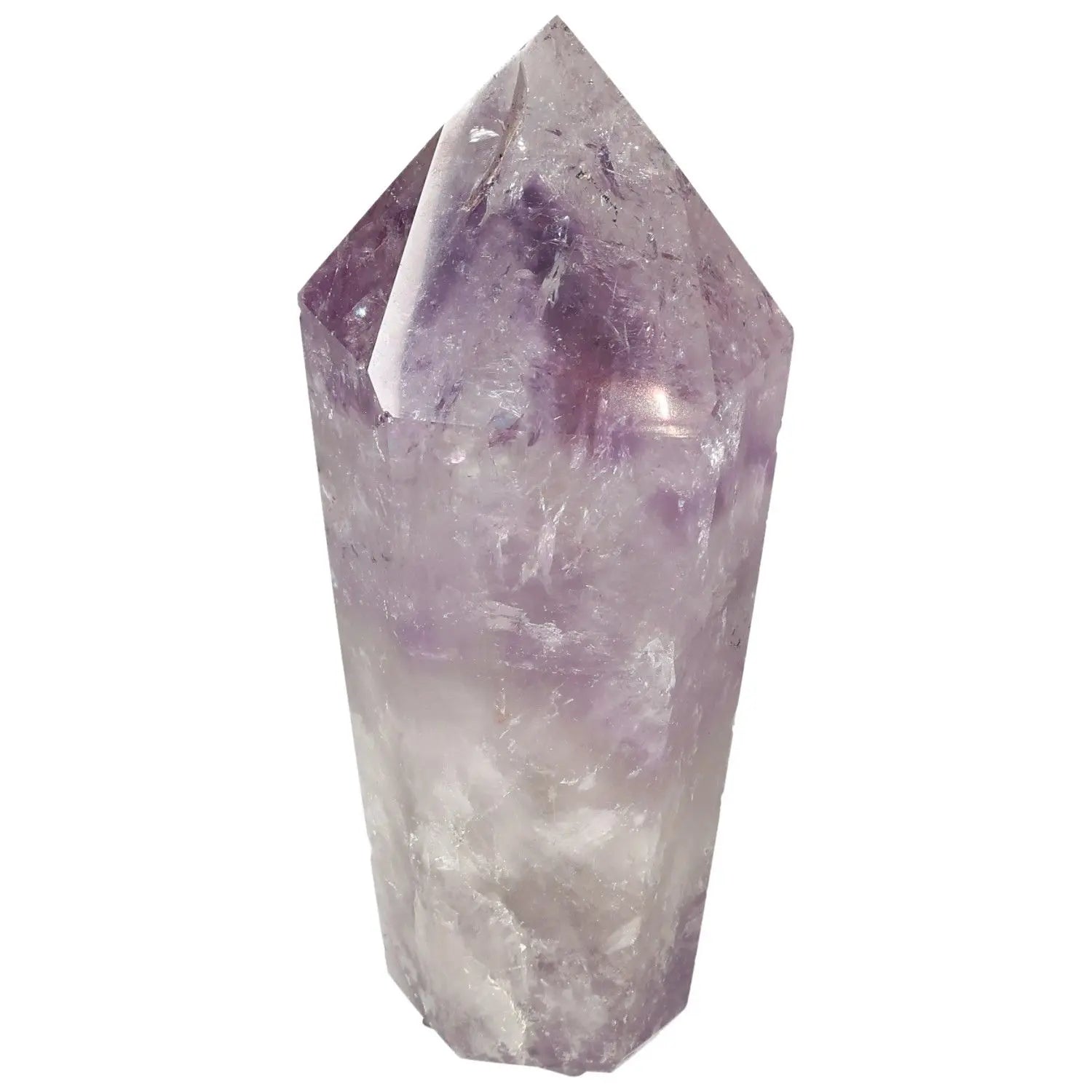 Polished Amethyst Obelisk from Sylvia Crystals, renowned for stress reduction and emotional stability, luxury gemstone decor