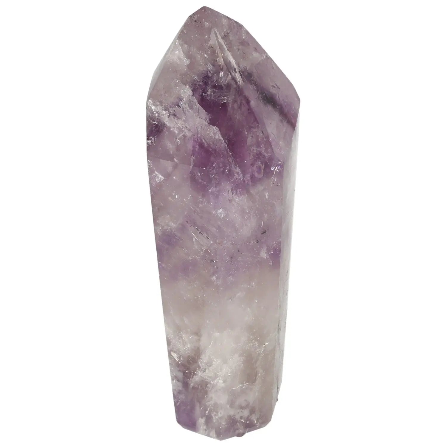 Polished Amethyst Obelisk, a luxurious Sylvia Crystals masterpiece for serene energy, stress reduction, and emotional stability.