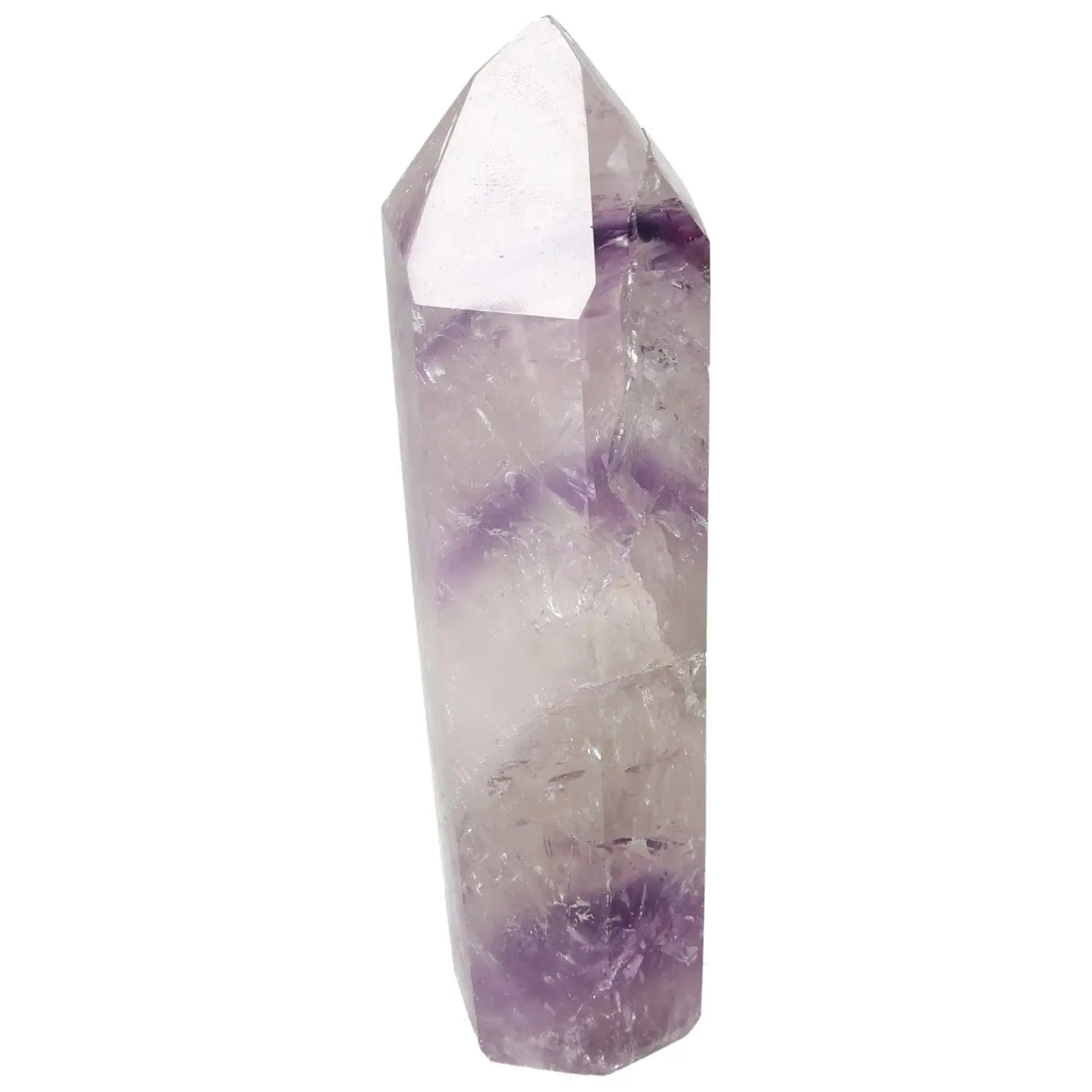 Polished Amethyst Obelisk by Sylvia Crystals, showcasing its serene energy and exquisite beauty for stress relief and tranquility.