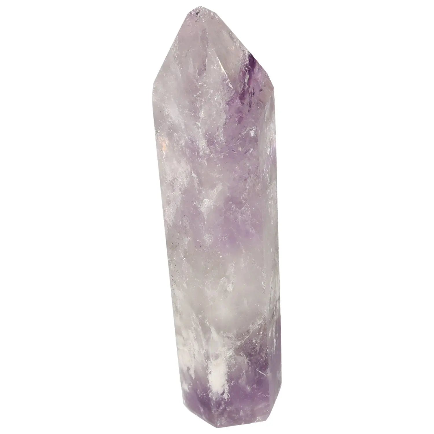 Polished Amethyst Obelisk from Sylvia Crystals, a handpicked gemstone promoting tranquility and stress relief with serene purple hues.