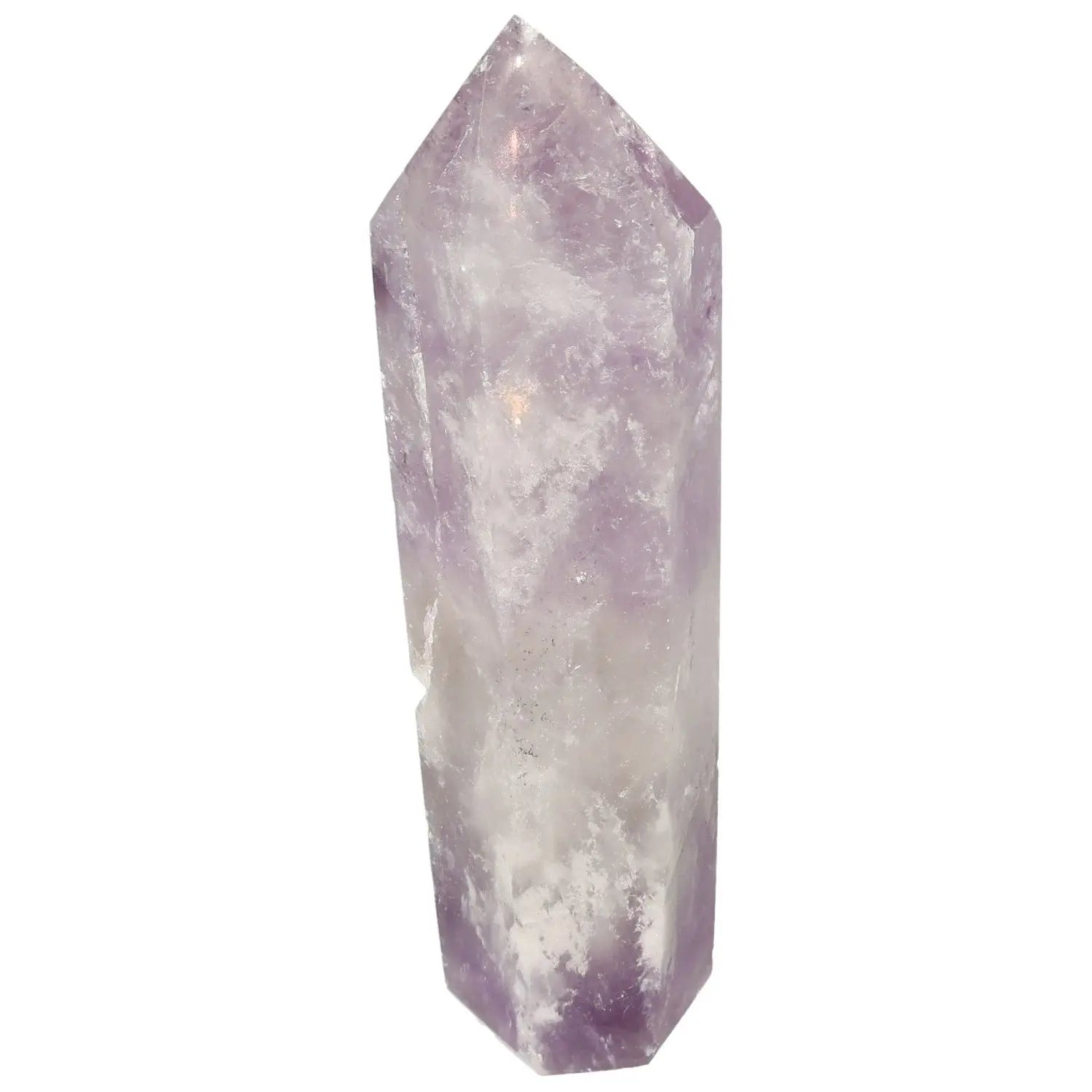Polished Amethyst Obelisk from Sylvia Crystals, a handpicked gemstone promoting tranquility, stress relief, and mental clarity.