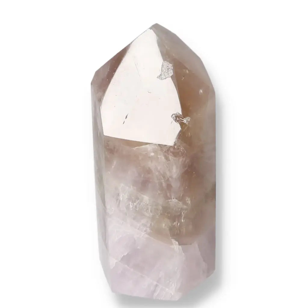 Polished Amethyst Super Seven Point crystal by Sylvia Crystals, showcasing premium quality and tranquil elegance.