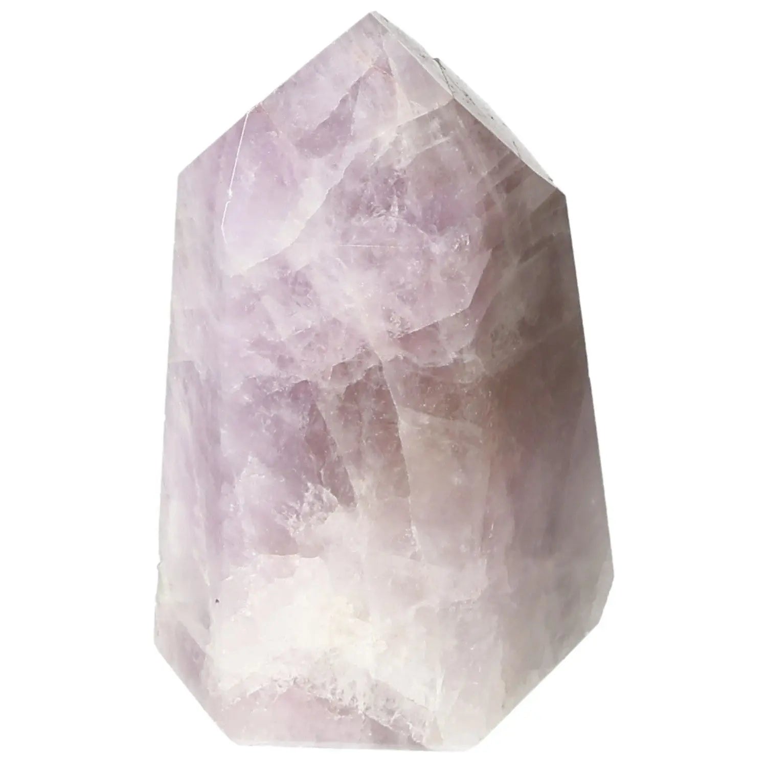 Polished Amethyst Super Seven Point crystal by Sylvia Crystals, known for stress relief and energy enhancement.