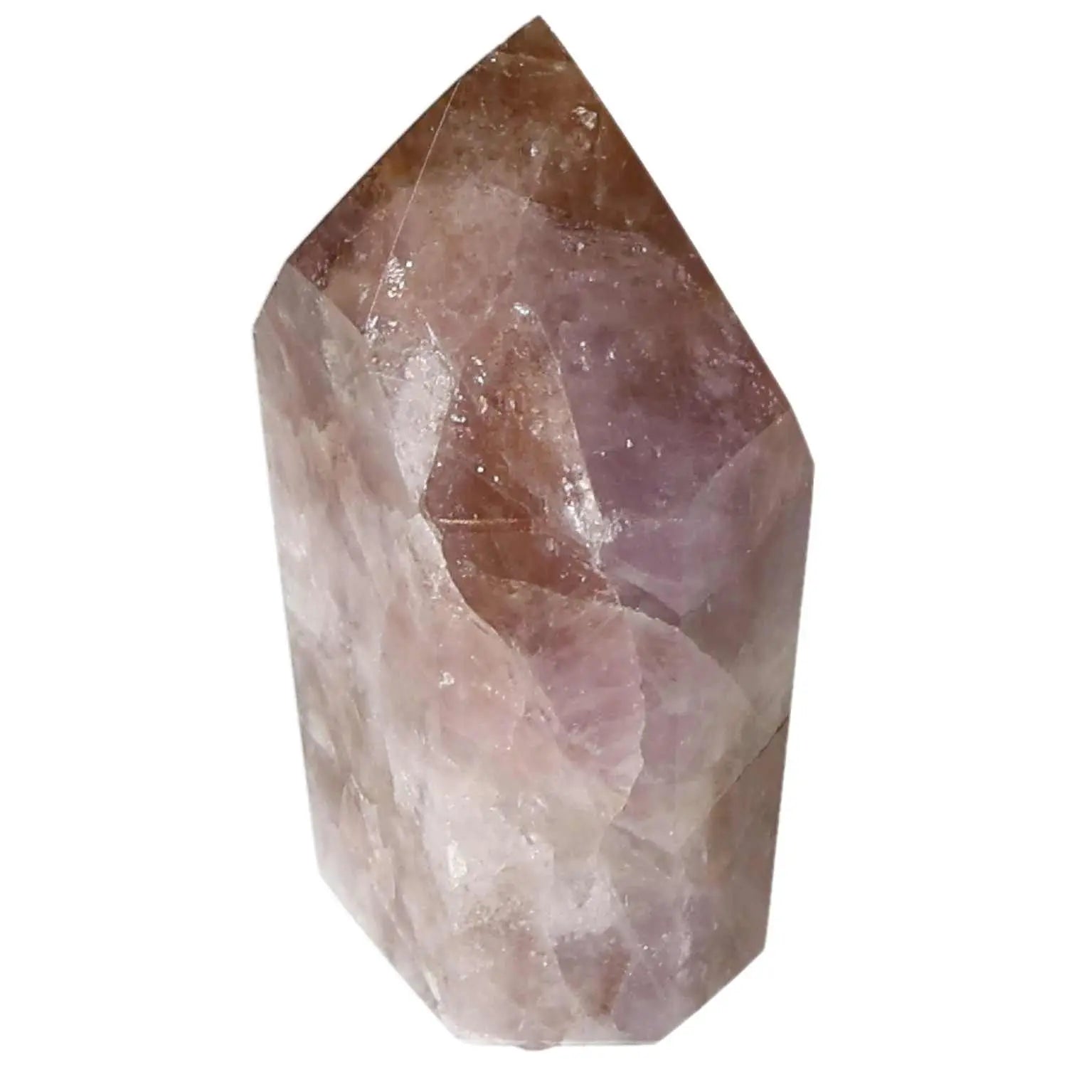 Polished Amethyst Super Seven Point crystal from Sylvia Crystals, featuring a unique blend of seven minerals for spiritual growth and balance.