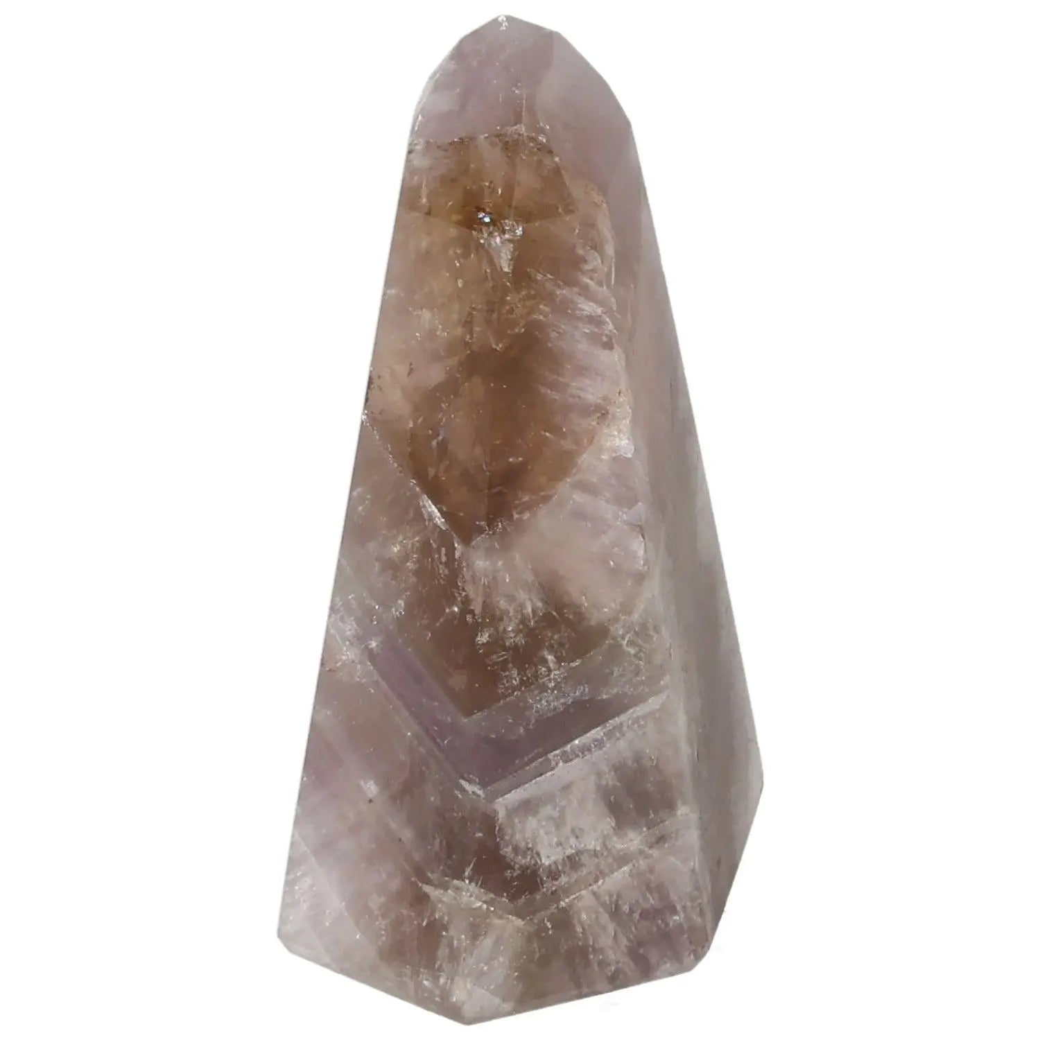 Polished Amethyst Super Seven Point crystal with seven powerful minerals, offering calming properties for emotional enhancement.