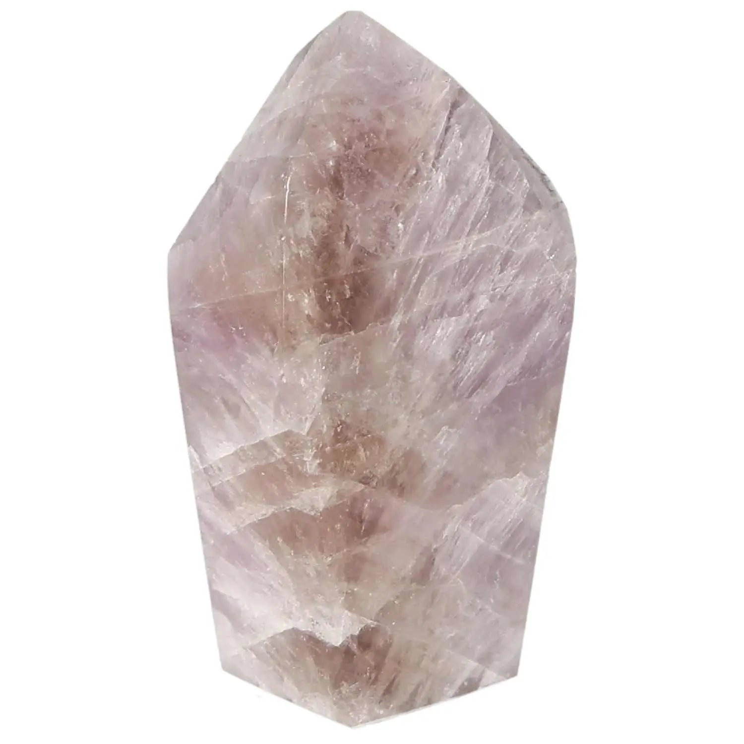 Polished Amethyst Super Seven Point crystal featuring seven minerals for spiritual luxury and stress relief from Sylvia Crystals.
