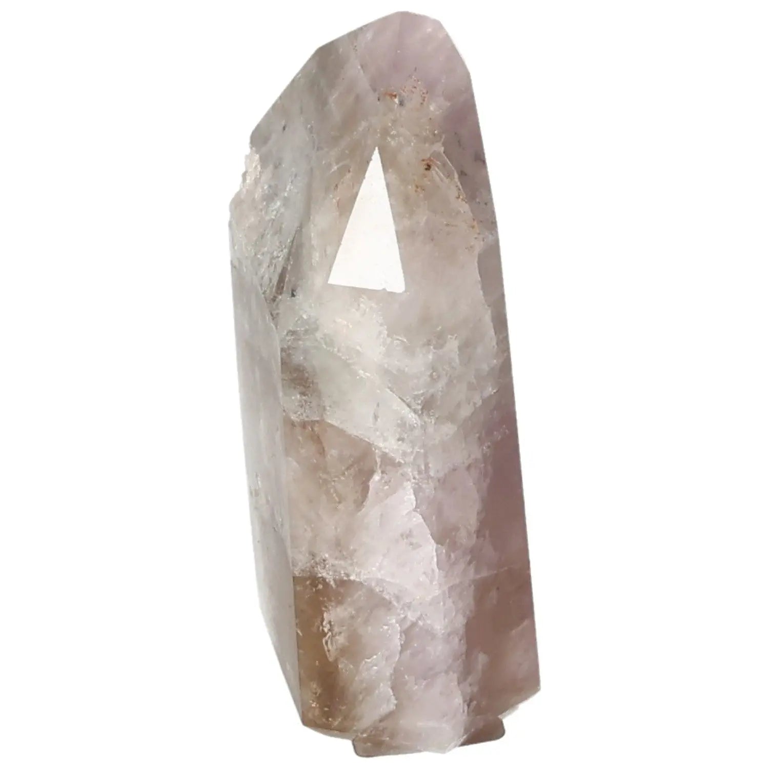 Polished Amethyst Super Seven Point crystal by Sylvia Crystals, known for stress reduction, energy boost, and focus improvement.