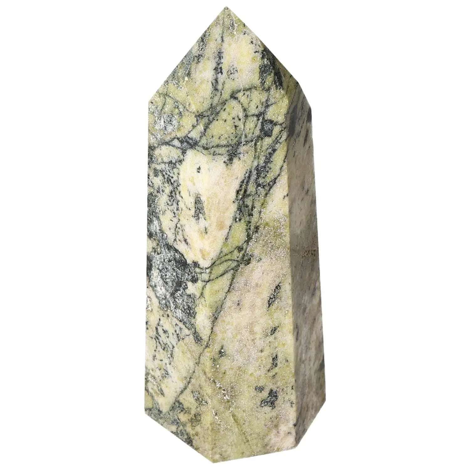 Polished Amphibole Obelisk by Sylvia Crystals, showcasing artistry and spirituality with a sleek, handcrafted design.