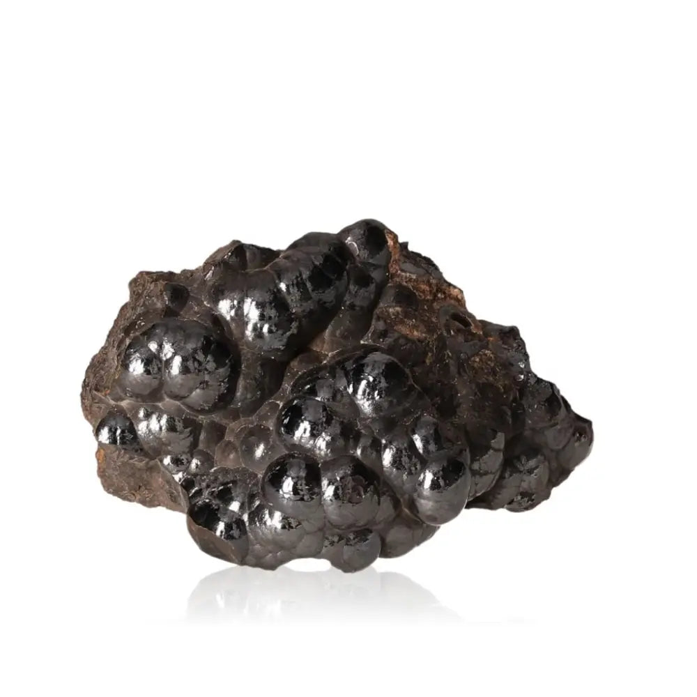 Polished Botryoidal Hematite, shimmering metallic cluster, decorative stone enhancing energy and protection against negativity.