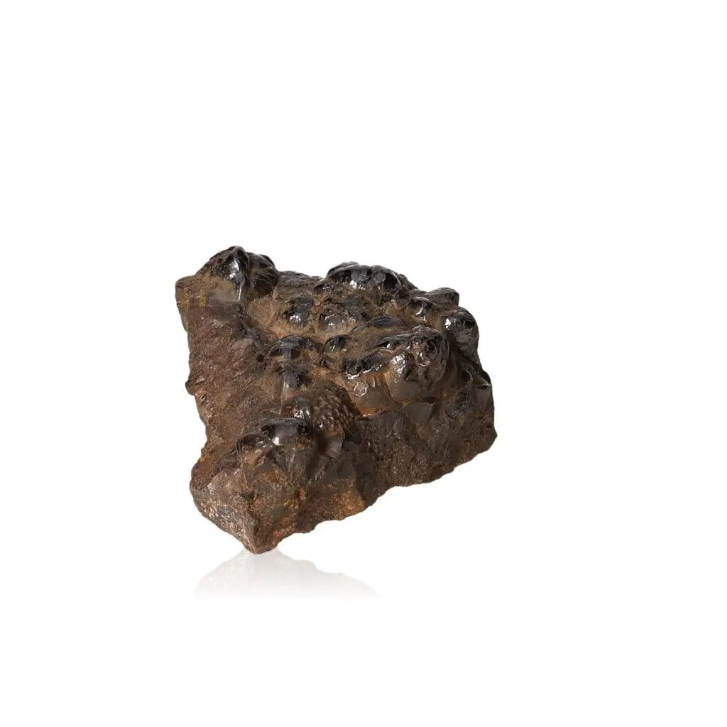 Polished Botryoidal Hematite crystal cluster, metallic sheen, enhances grounding and emotional balance.