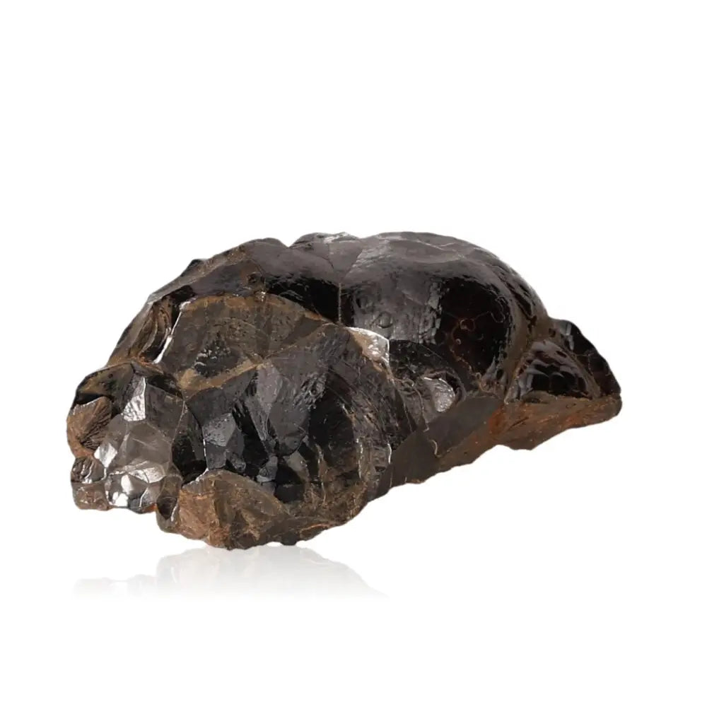 Polished botryoidal hematite crystal cluster, shimmering metallic druzy for grounding, confidence, and spiritual growth.