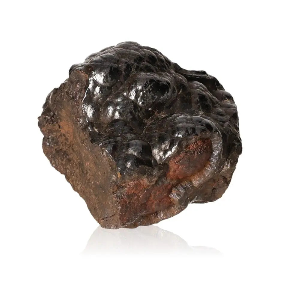 Polished Botryoidal Hematite crystal with a metallic sheen enhancing energy and spiritual balance on a white background.