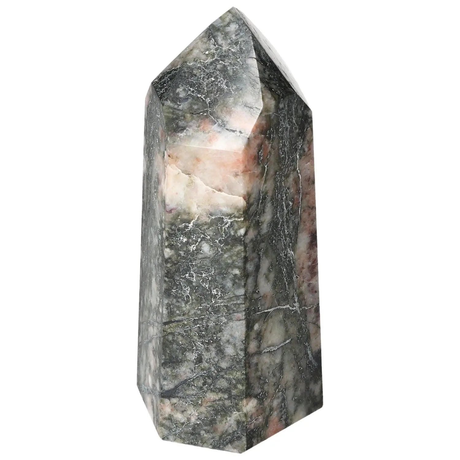 Polished Calcite Obelisk by Sylvia Crystals, elegant decor piece, boosts confidence and motivation, premium quality crystal.