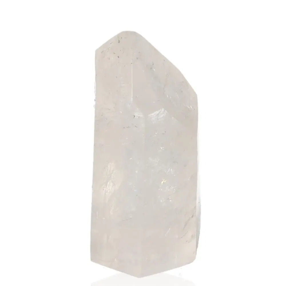 Polished Crystal Quartz Point with clear hues, known for its spiritual alignment and energetic versatility.