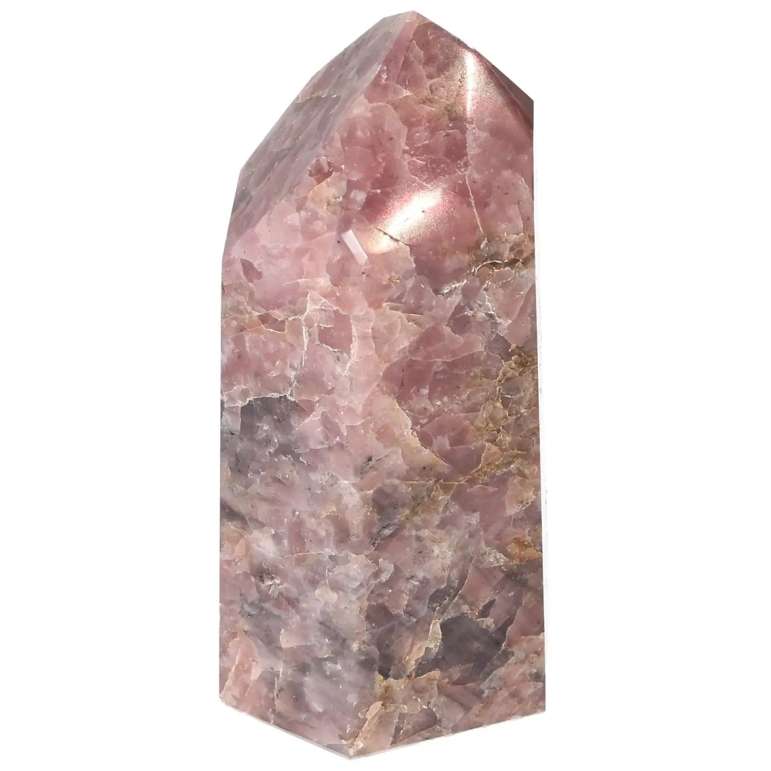 Polished Hematoide Obelisk by Sylvia Crystals, featuring vibrant hues and luxurious finish, ideal for enhancing balance in any space.