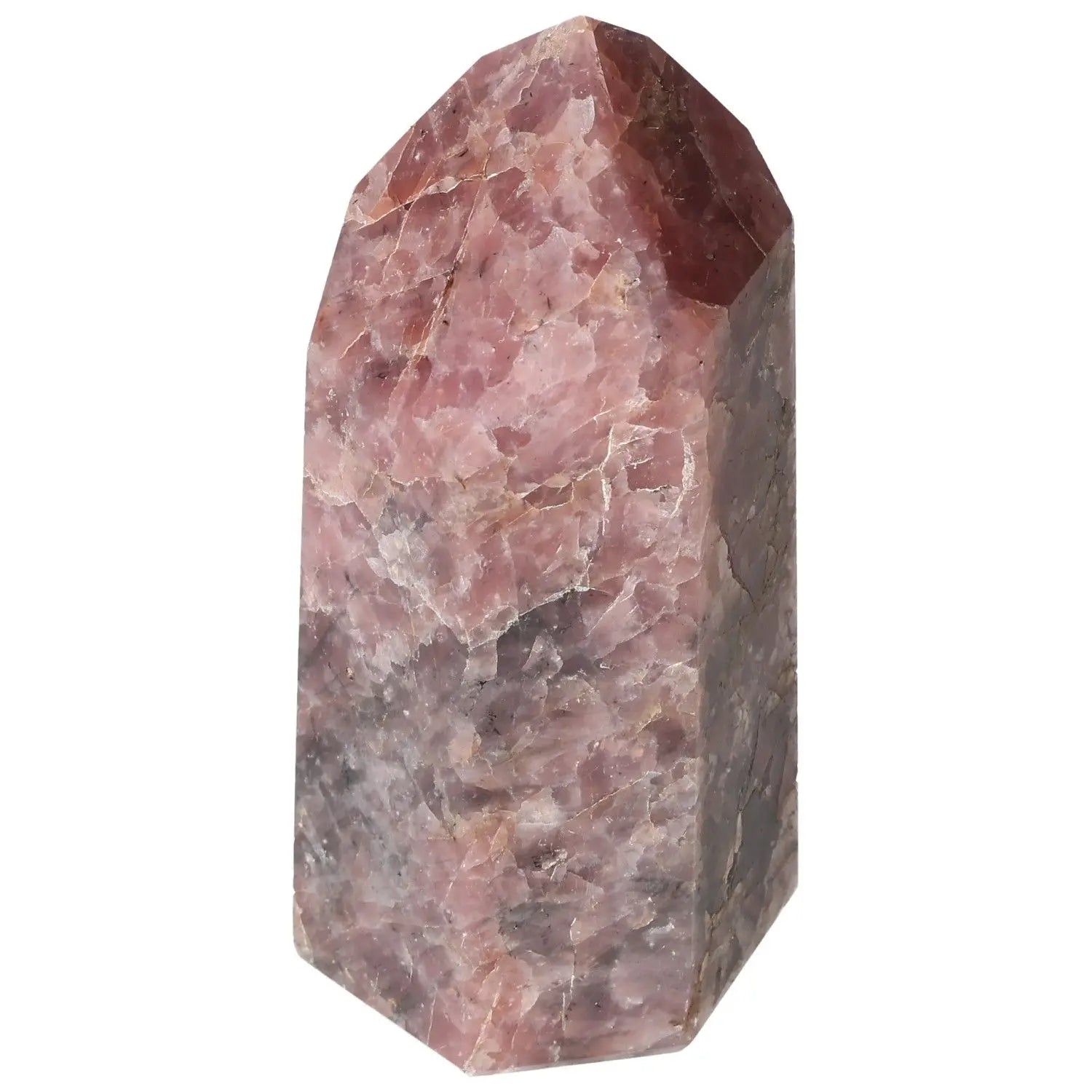 Polished Hematoide Obelisk by Sylvia Crystals, featuring vibrant hues and divine energy, ideal for enhancing space balance and luxury.