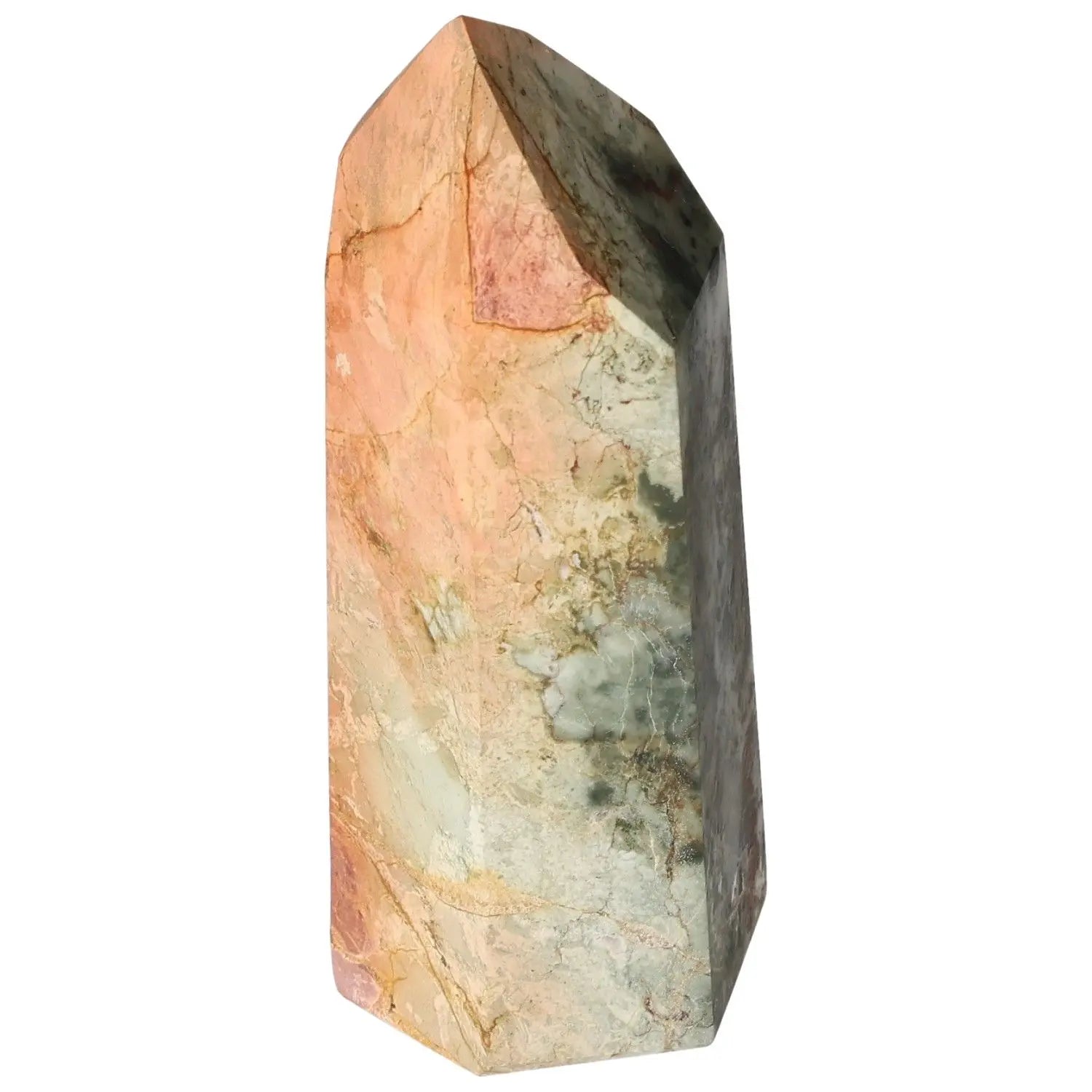 Polished Jasper Obelisk from Sylvia Crystals, showcasing its smooth surface and elegant, multicolored design for luxury living.