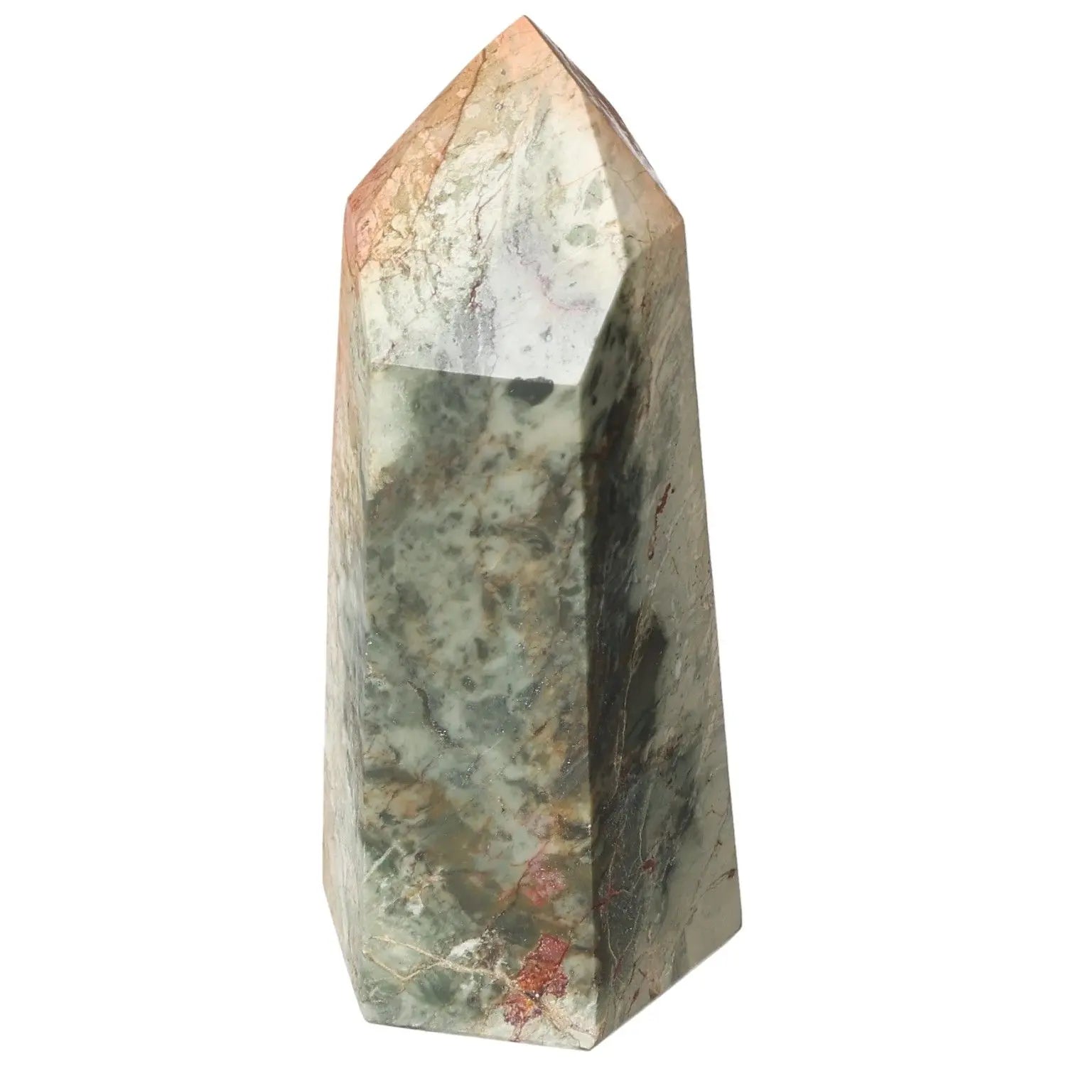 Polished Jasper Obelisk from Sylvia Crystals, showcasing luxury and elegance, enhancing tranquility and strength in your space.