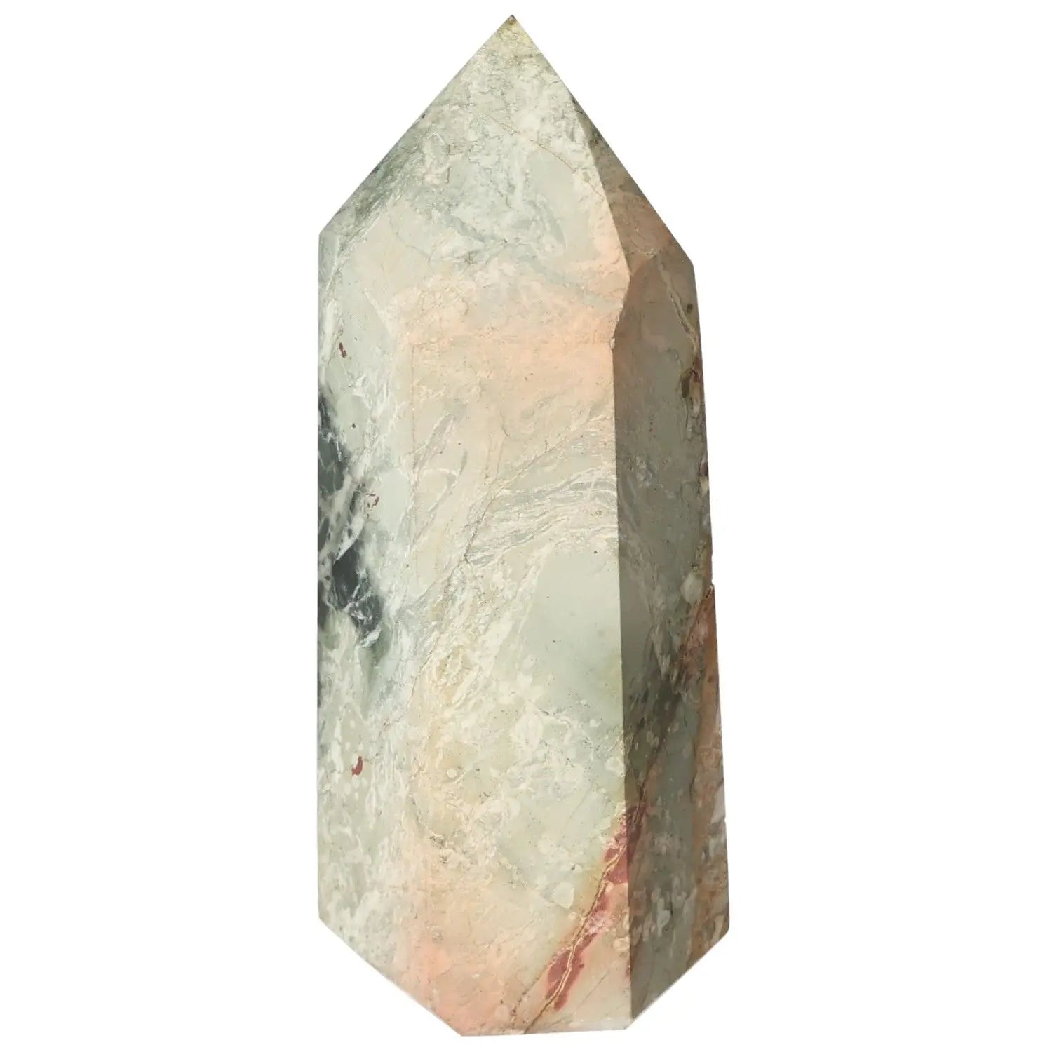 Polished Jasper Obelisk from Sylvia Crystals, showcasing luxury and spirituality with elegant design, harmony, and balance.