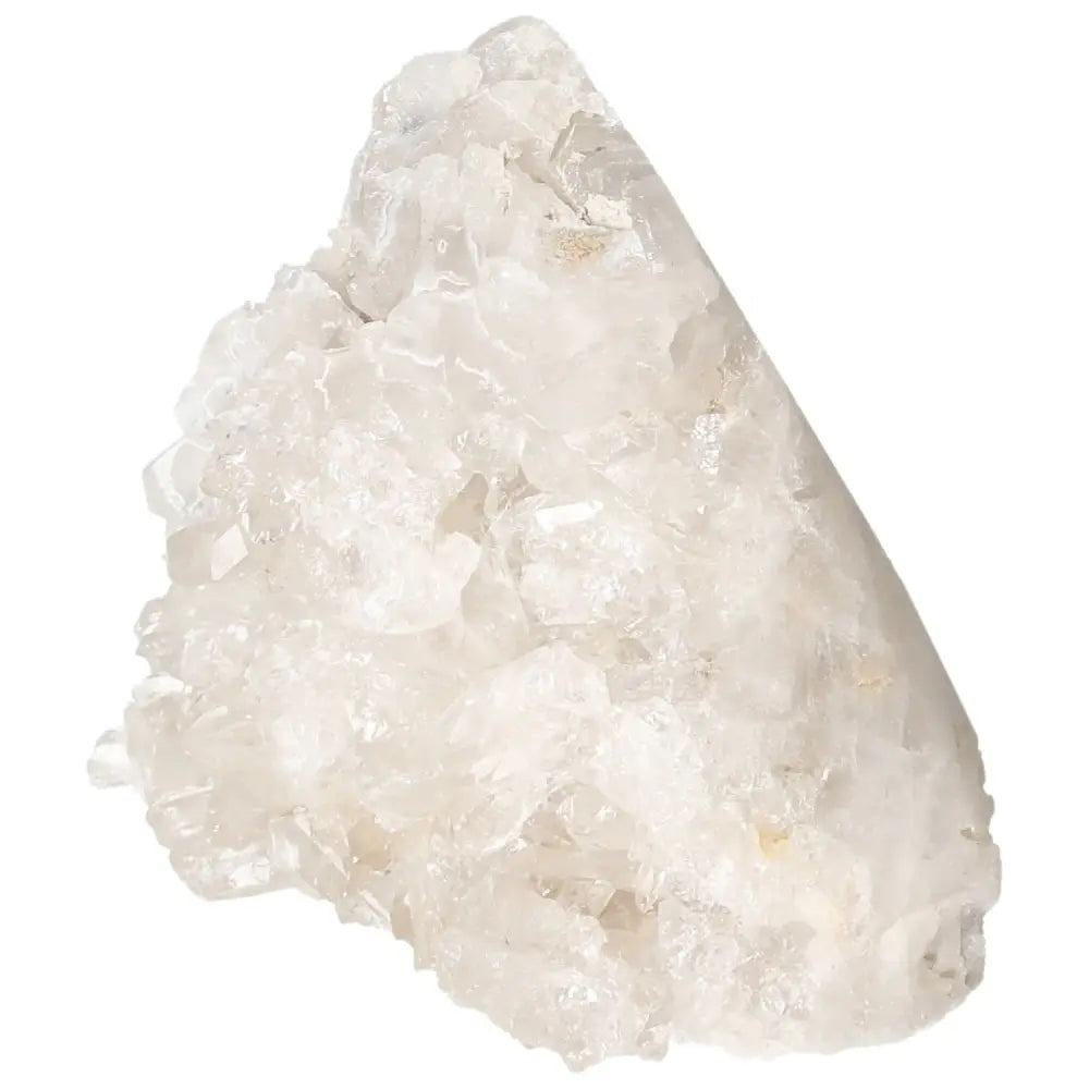 Polished Milky Quartz Point by Sylvia Crystals, ideal for purifying and harmonizing spaces, enhancing interior decor with luxury.