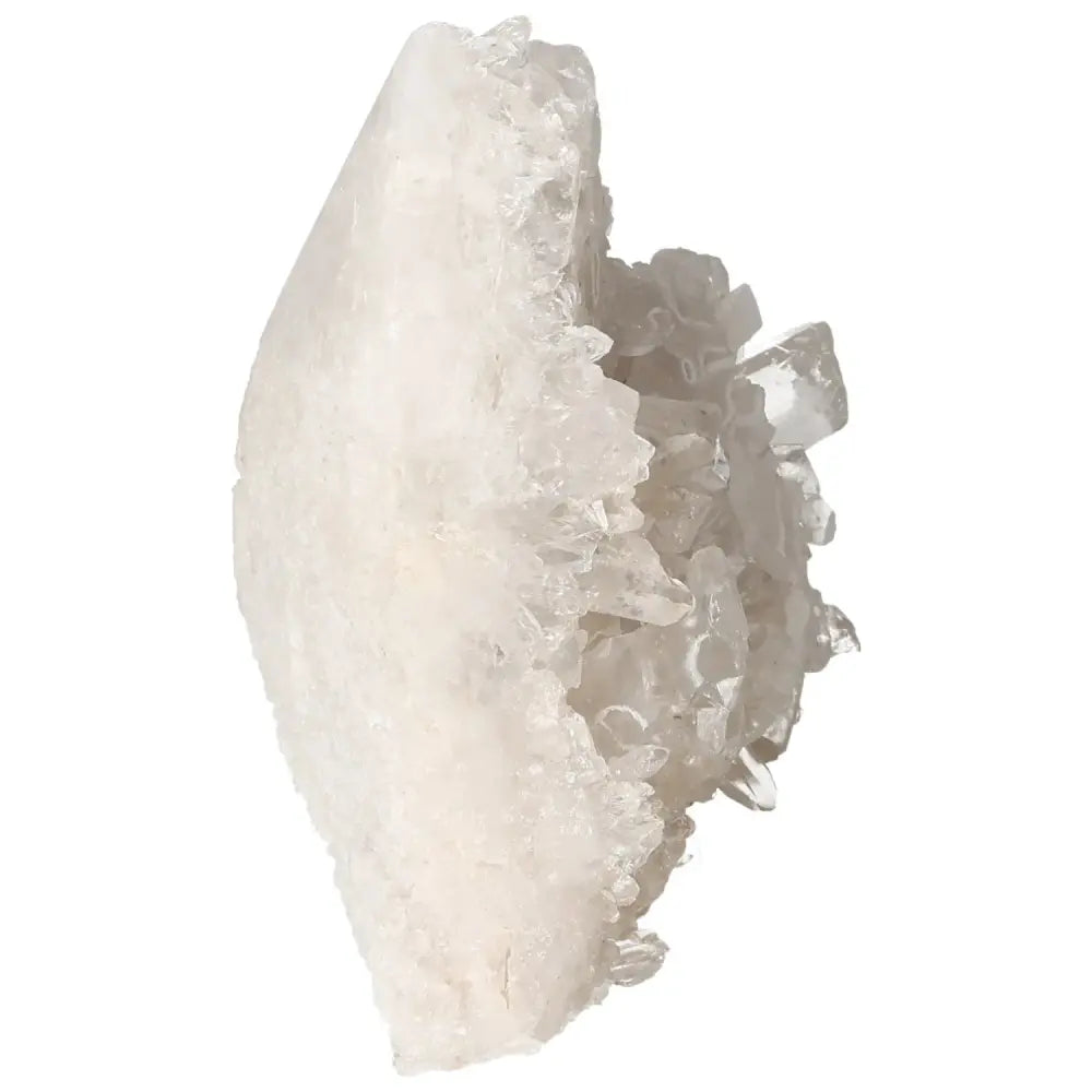 Polished milky quartz point crystal for energy cleansing and harmonization from Sylvia Crystals.