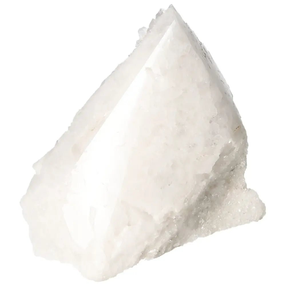 Polished Milky Quartz Point from Sylvia Crystals, showcasing premium craftsmanship and purifying properties.