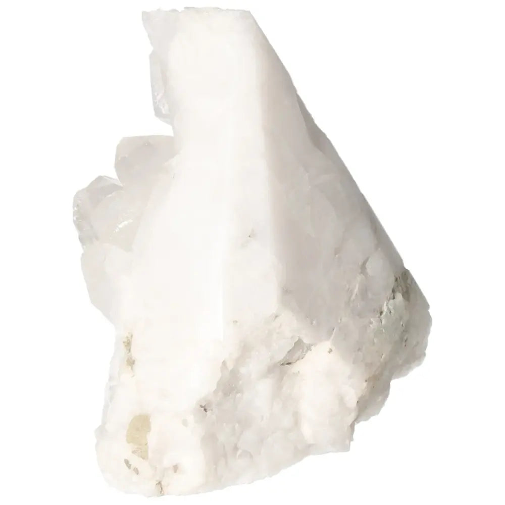 Polished Milky Quartz Point crystal, showcasing its elegant and pure formation, enhancing serenity and spiritual wellbeing.