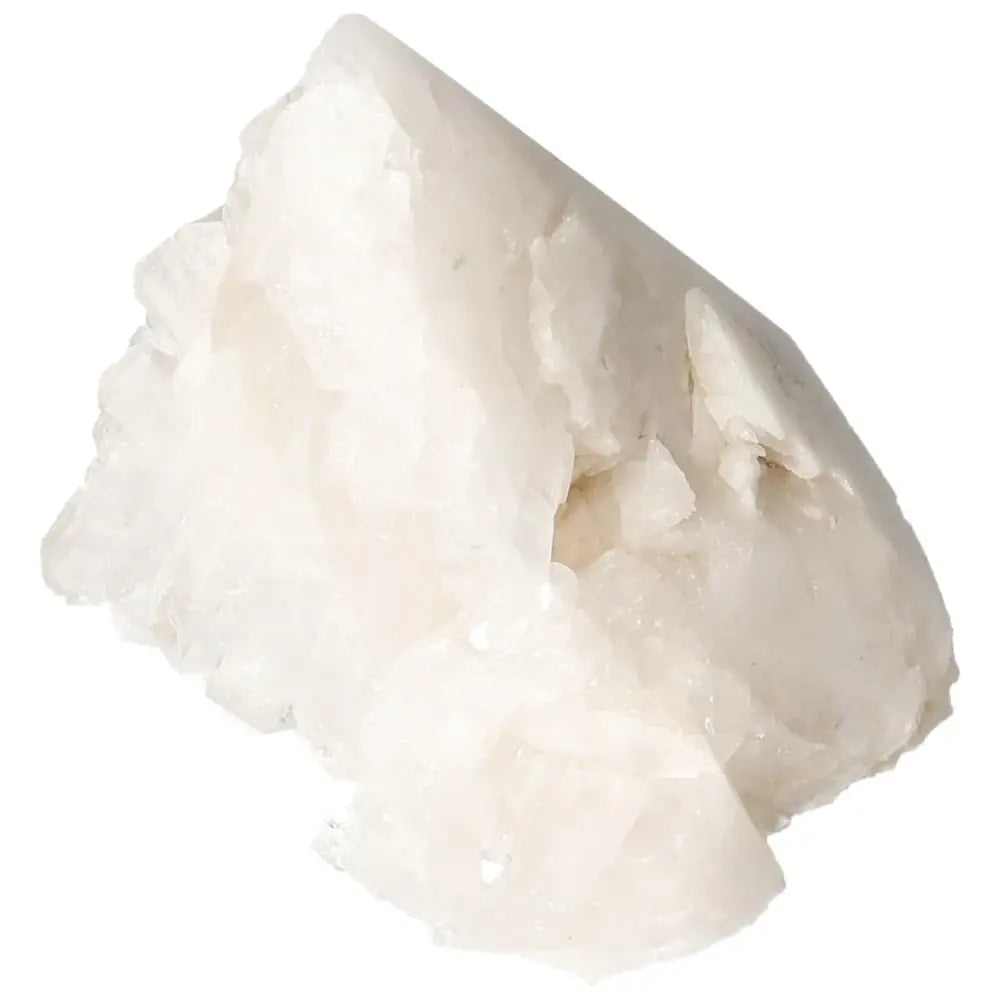Polished Milky Quartz Point crystal, known for purifying properties and energy balance, premium quality from Sylvia Crystals.