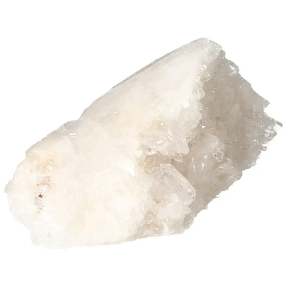 Polished Milky Quartz Point crystal from Sylvia Crystals, known for its purity and enhancement of well-being. Ideal for any environment.