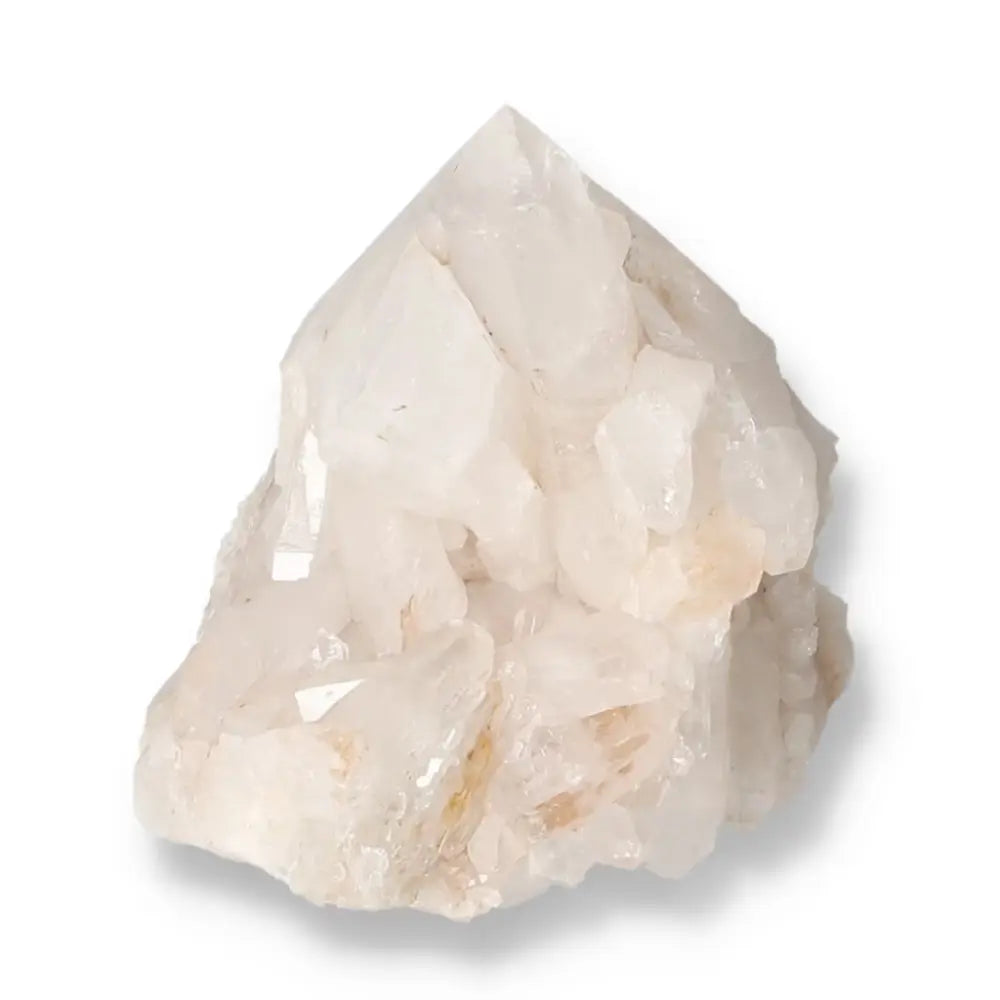 Polished Milky Quartz Point crystal from Sylvia Crystals, showcasing its natural beauty and energy-enhancing properties.