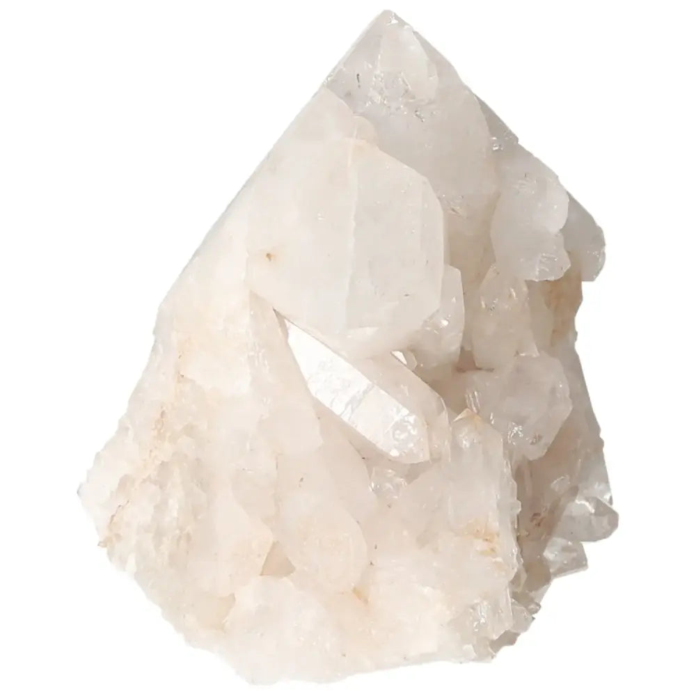 Polished Milky Quartz Point crystal from Sylvia Crystals, enhancing tranquility and balance with its natural elegance and energy properties.