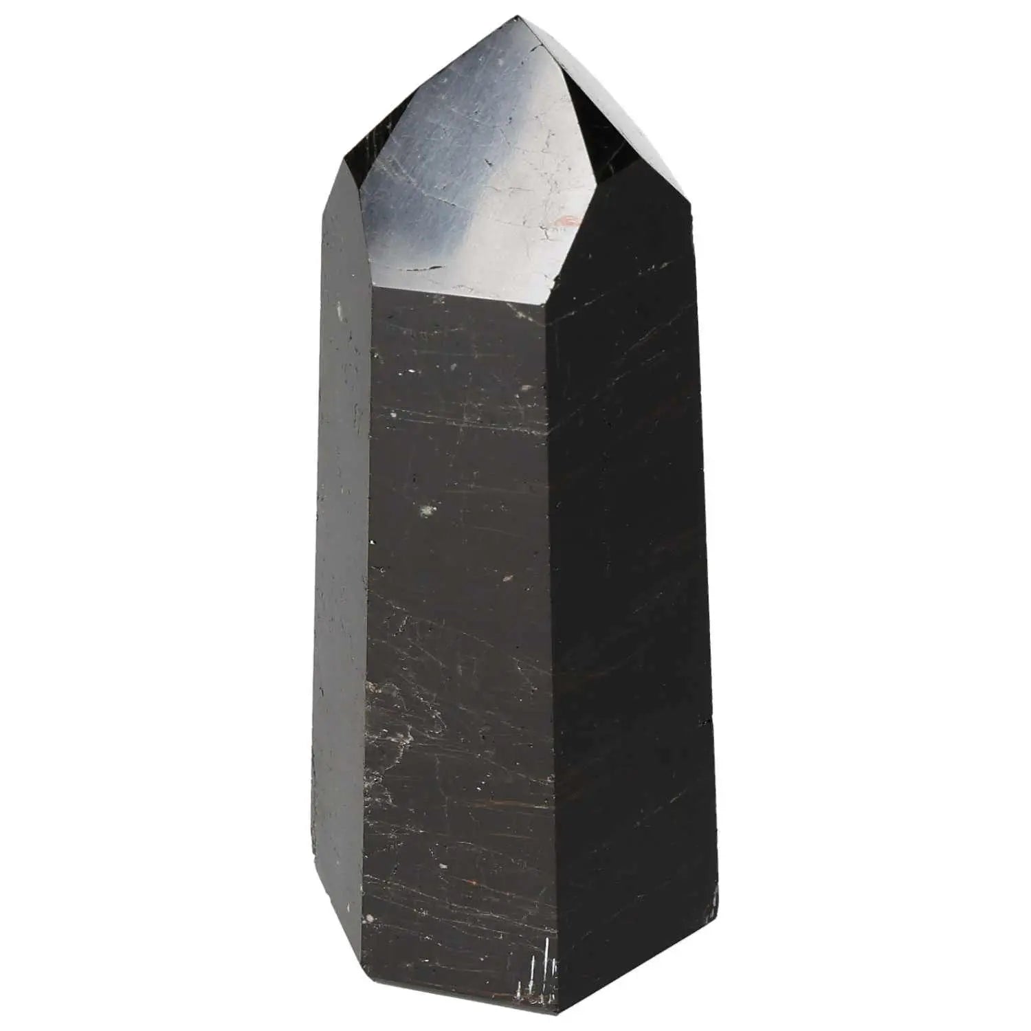 Polished Obsydian Obelisk from Sylvia Crystals, featuring luxury design with protective and spiritual wellness properties.