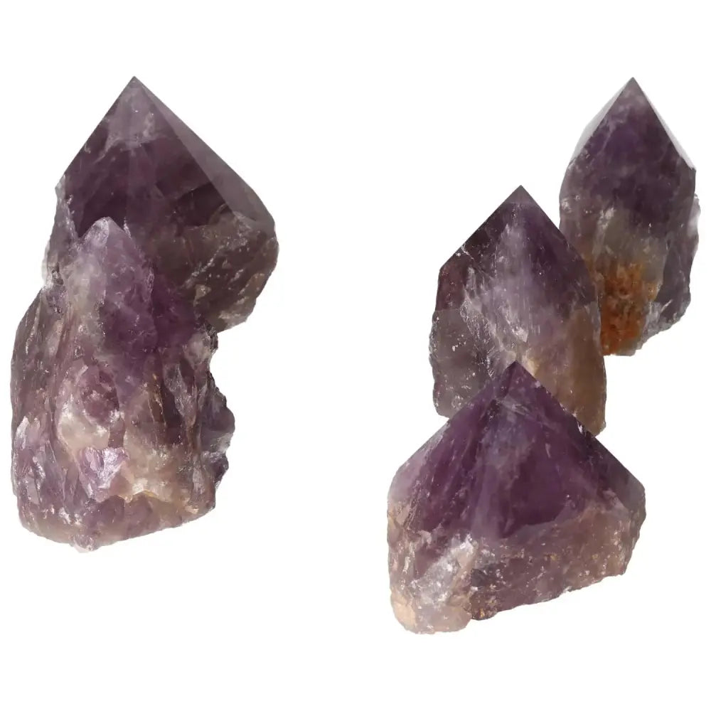 Polished Point Amethyst L from Sylvia Crystals displaying superior quality and promoting stress reduction and emotional stability.
