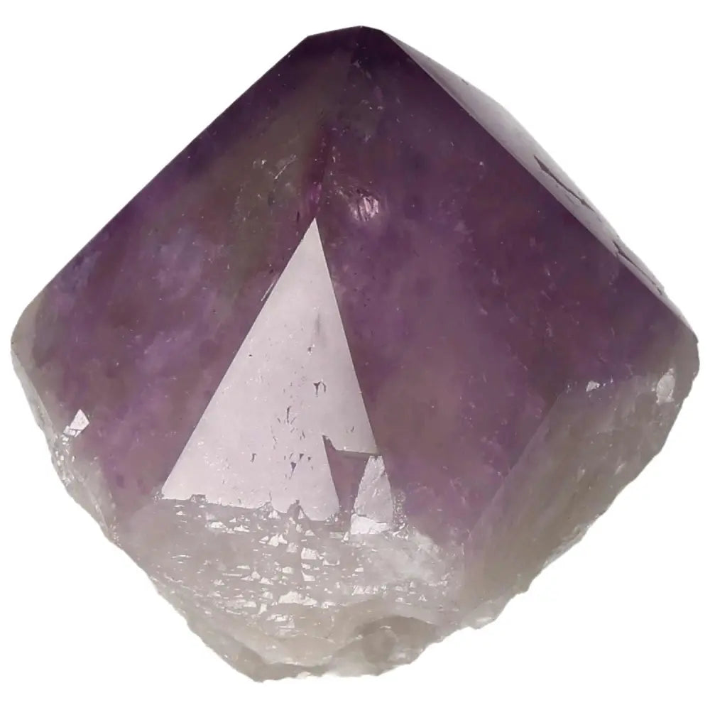 Polished Point Amethyst crystal with deep purple hues, ideal for stress relief and energy boost, from Sylvia Crystals.