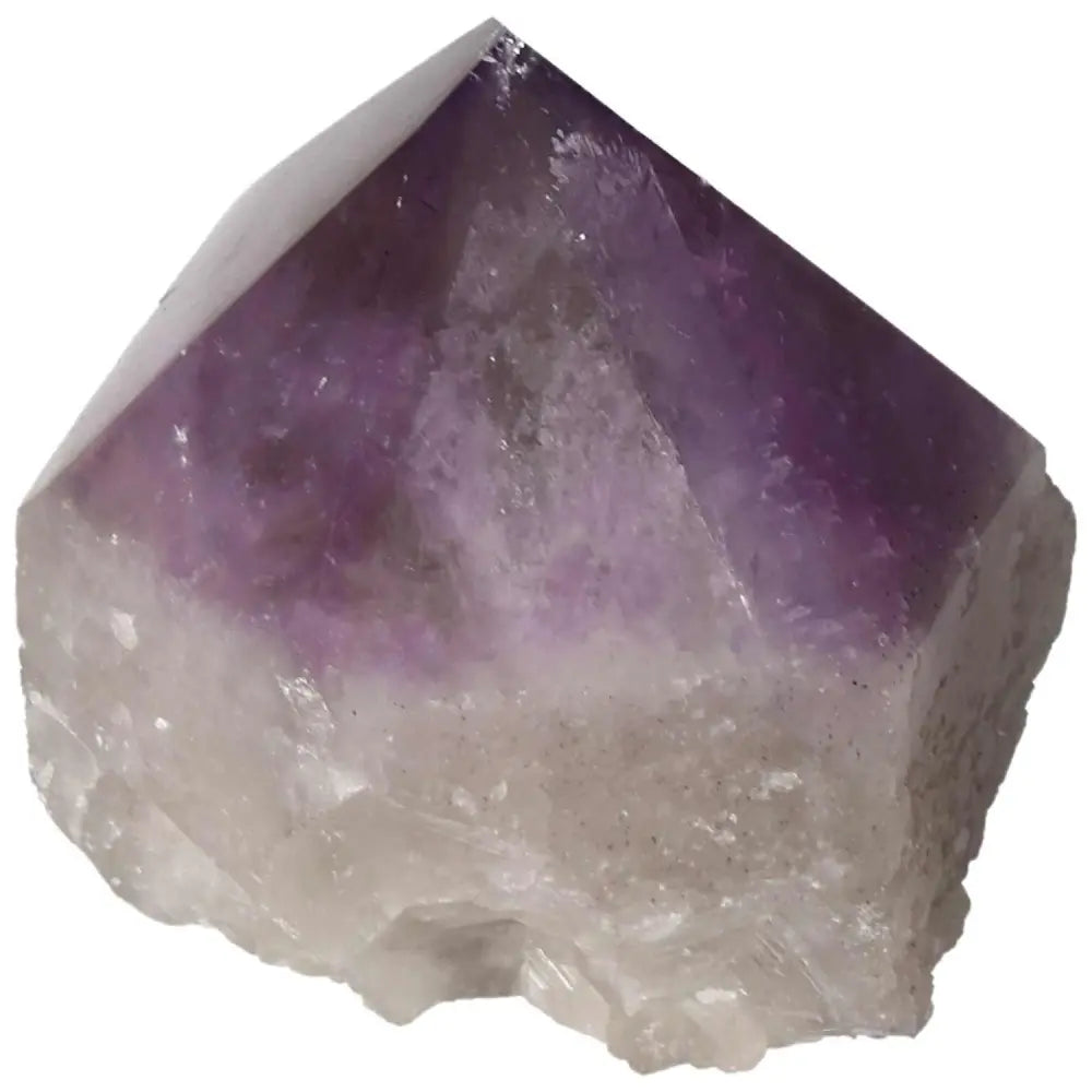 Polished Point Amethyst crystal from Sylvia Crystals, known for enhancing focus, reducing stress, and promoting emotional stability.
