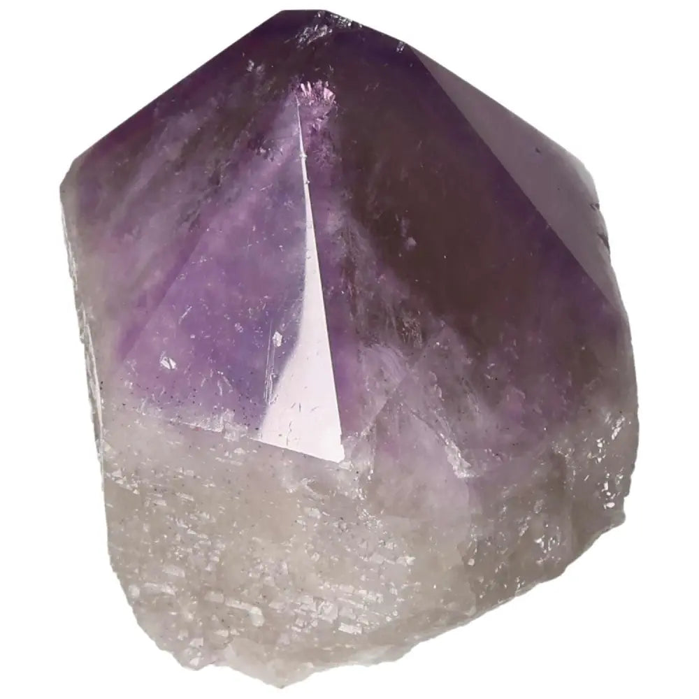 Polished Point Amethyst crystal by Sylvia Crystals, known for reducing stress and enhancing energy, perfect for tranquility and focus.