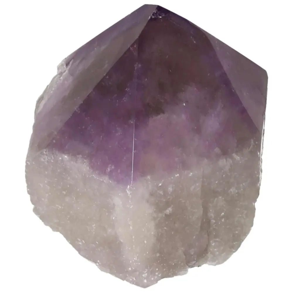 Polished Point Amethyst crystal, promoting tranquility and focus, from Sylvia Crystals. Ideal for enhancing energy and emotional stability.
