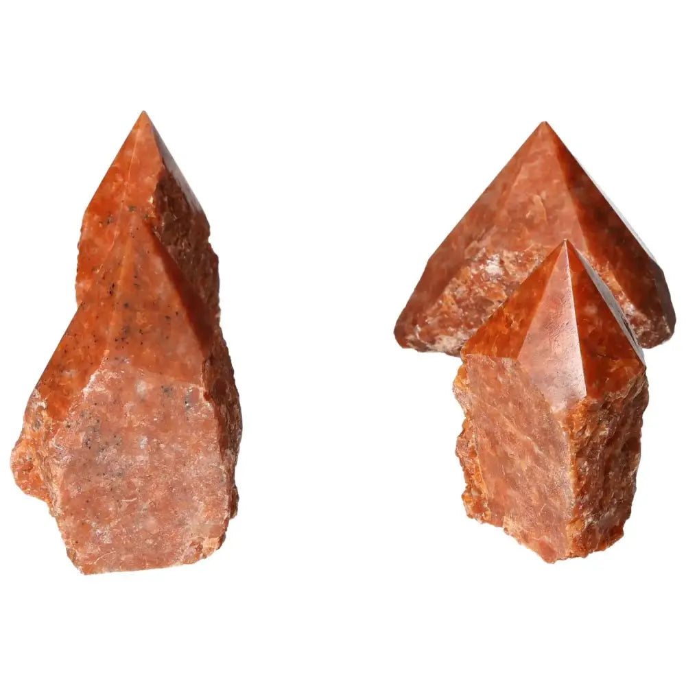 Polished Point Calcite L by Sylvia Crystals featuring vibrant orange and red hues, symbolizing willpower and vitality.