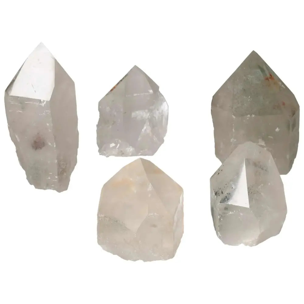 Polished Point Clear Quartz With Chlorite L crystals by Sylvia Crystals, premium quality, nature-inspired luxury.
