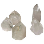 Polished Point Clear Quartz With Chlorite L crystals showcasing natural clarity and luxury from Sylvia Crystals collection.