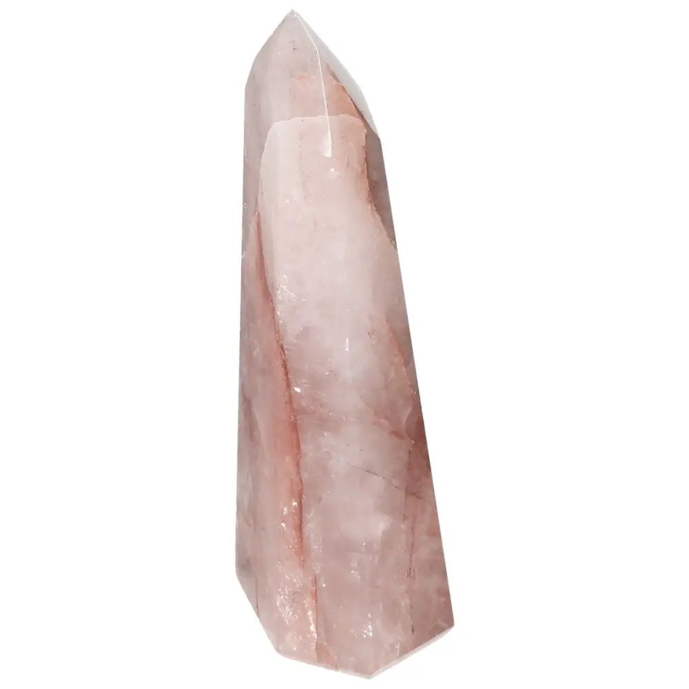 Polished Point Hematoide crystal with deep red hues and transparent quartz, premium Sylvia Crystals product for luxury collections.