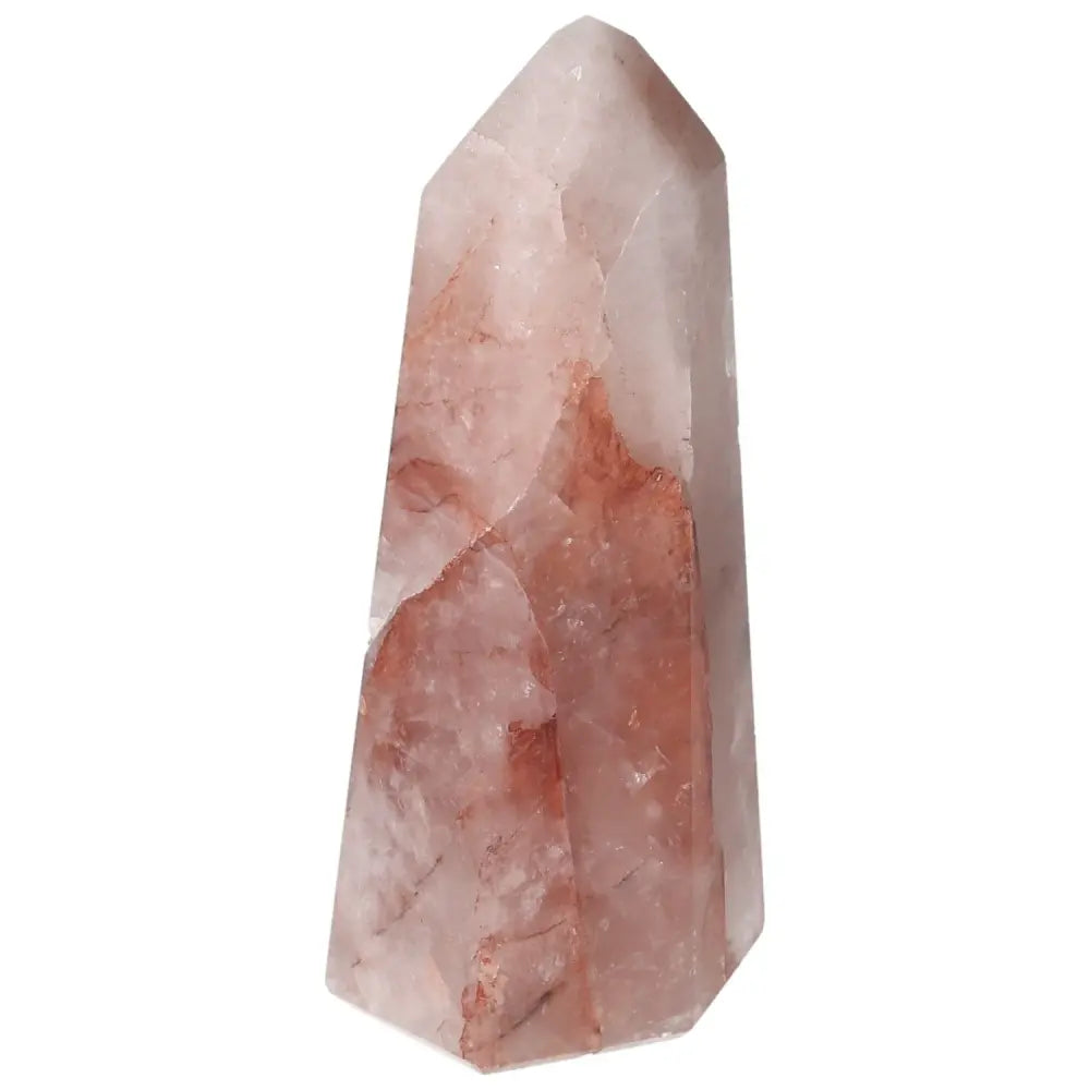 Polished Point Hematoide crystal, featuring deep red hues with transparent quartz, from Sylvia Crystals collection.