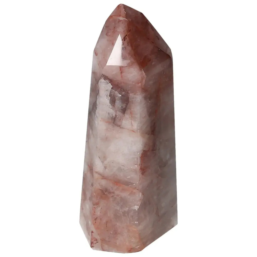 Elegant Polished Point Hematoide crystal with deep red and brown hues from Sylvia Crystals, symbolizing luxury and transformation.