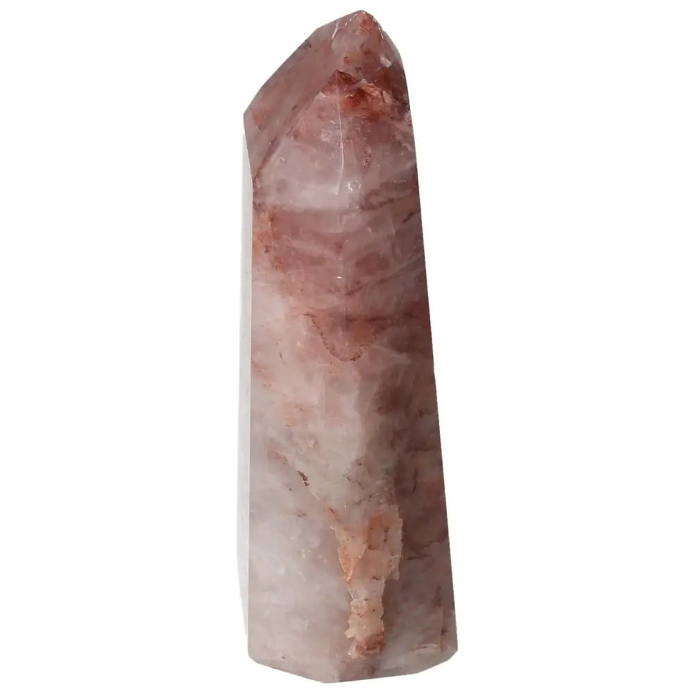 Polished Point Hematoide crystal with deep red and brown hues, from Sylvia Crystals, symbolizing transformation and luxury.