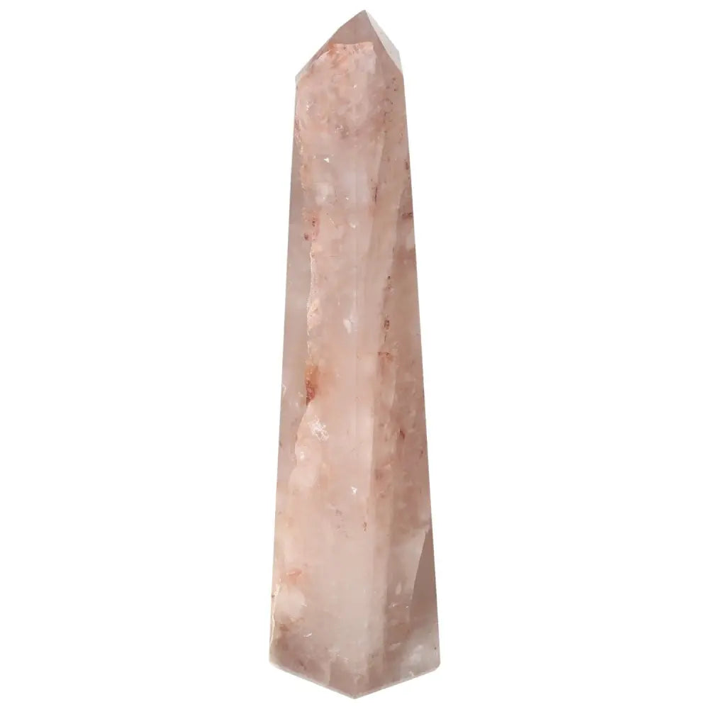 Polished Point Hematoide crystal with deep red hues, promoting spiritual harmony and elegance, available at Sylvia Crystals.