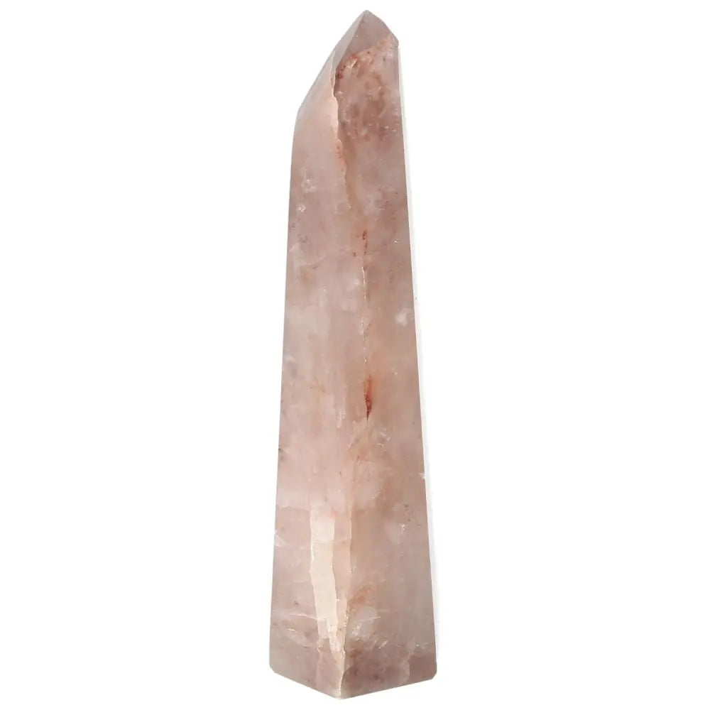 Polished Point Hematoide crystal with red hues, from Sylvia Crystals, embodying spiritual harmony and natural elegance.